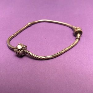 Authentic Pandora snake bracelet & Moonstone Charm